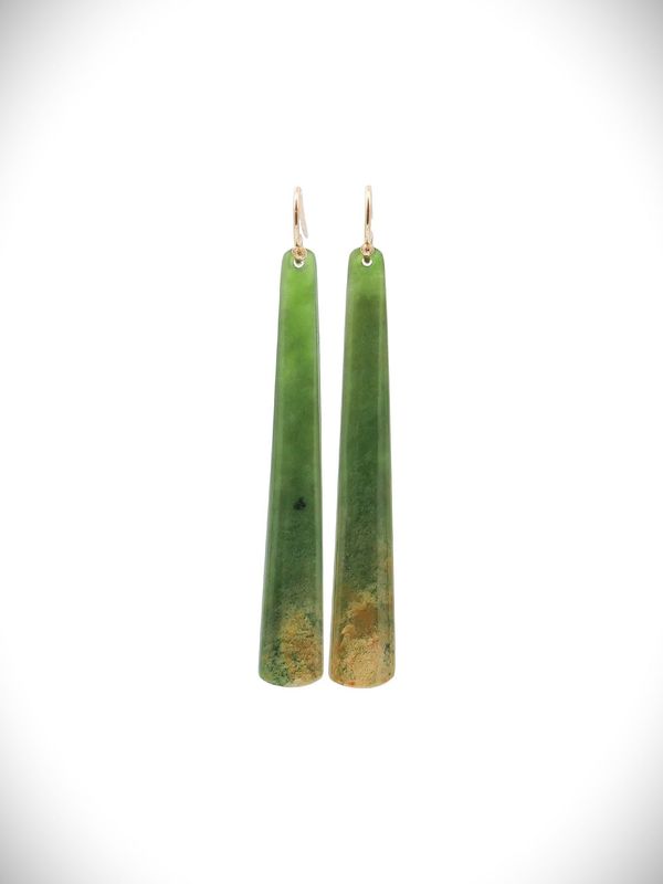 Moko Pounamu NZ Marsden Flower Greenstone & 9ct Gold Earrings -  Mangatangi