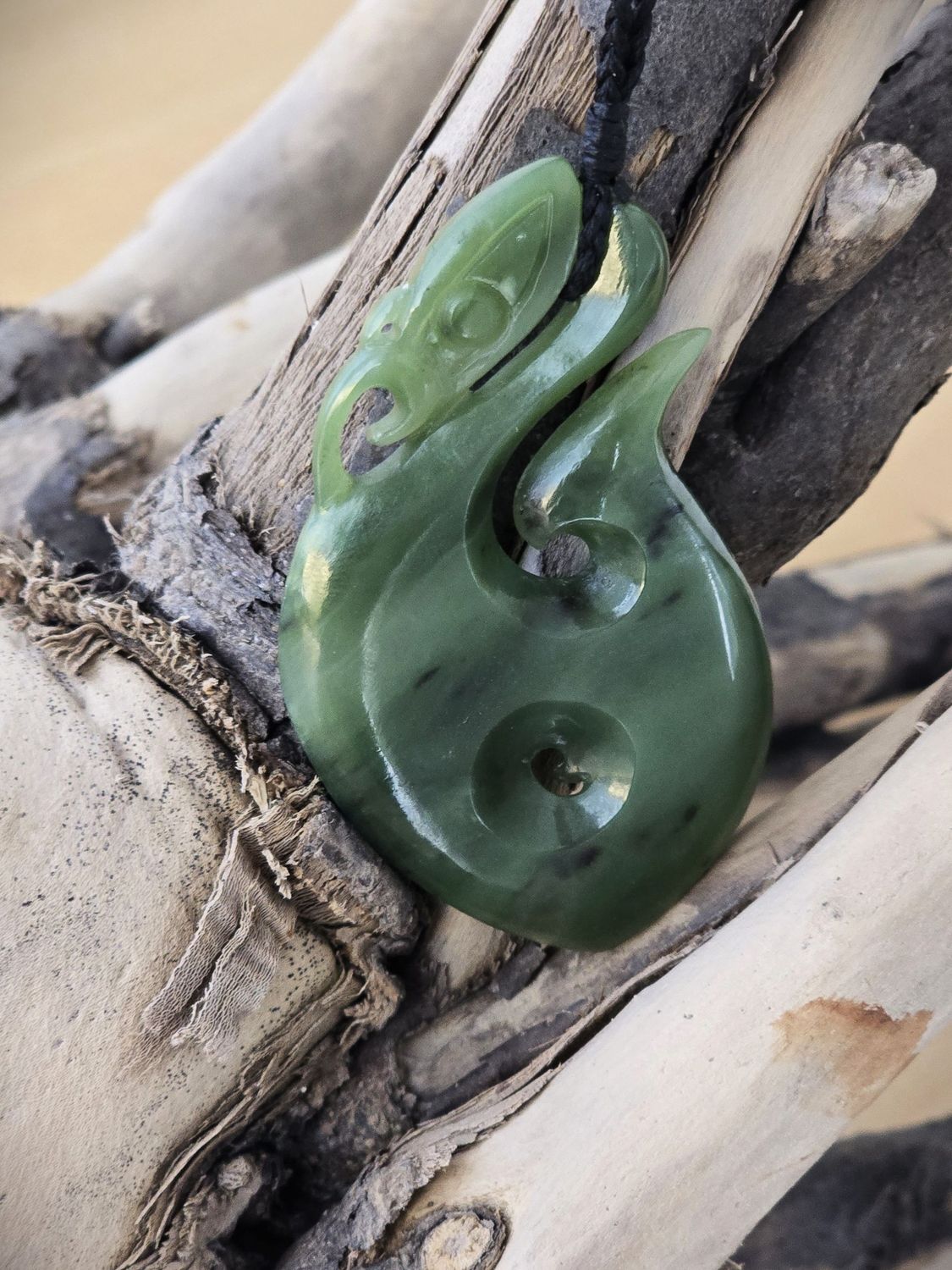 Moko Pounamu Manaia Genuine NZ Hapopo Greenstone - Ngapuhi
