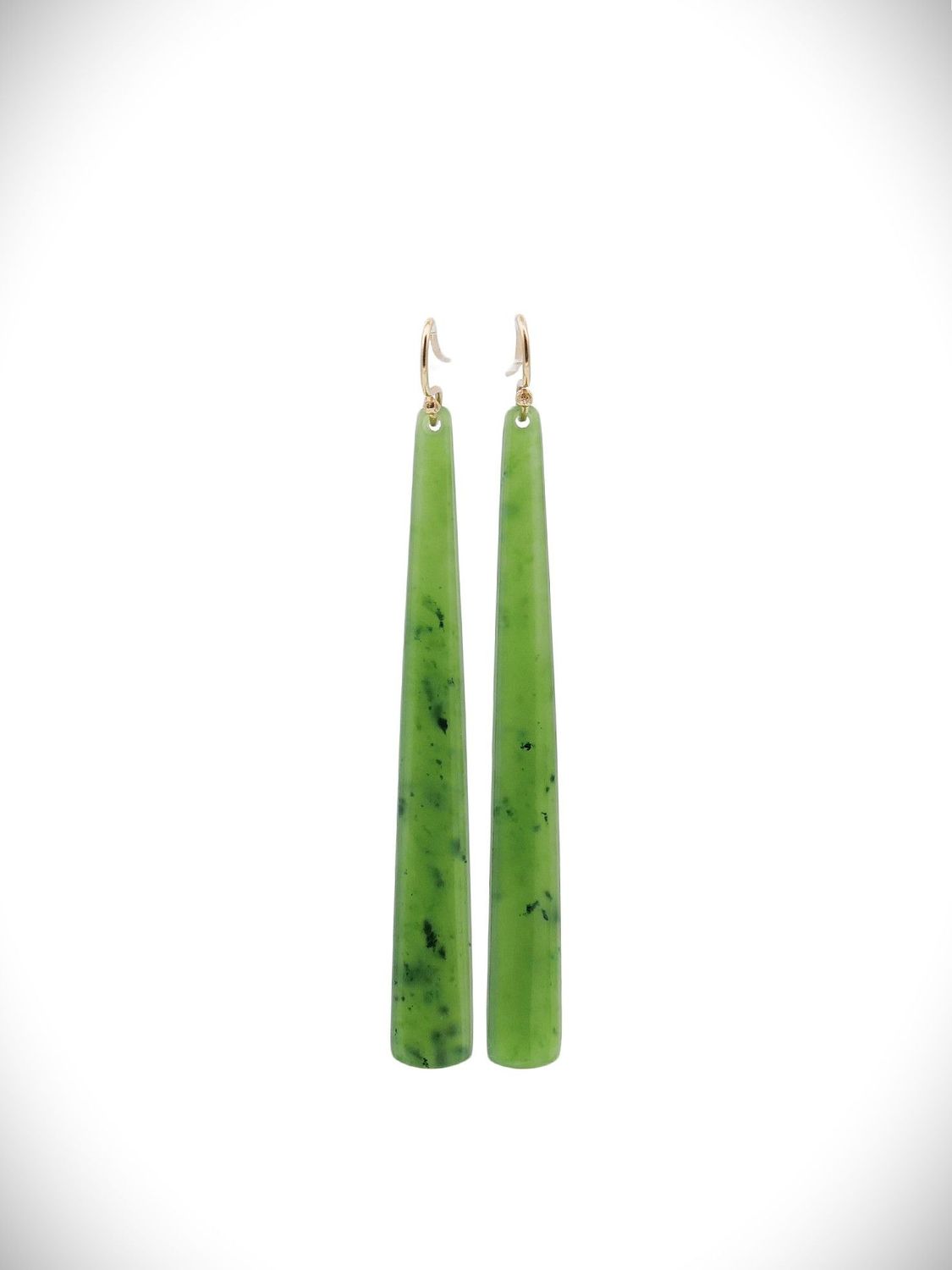 Moko Pounamu NZ Kahurangi Greenstone & 9ct Gold Earrings - Whakatiwai Moko Pounamu NZ Kahurangi Greenstone & 9ct Gold Earrings - Whakatiwai