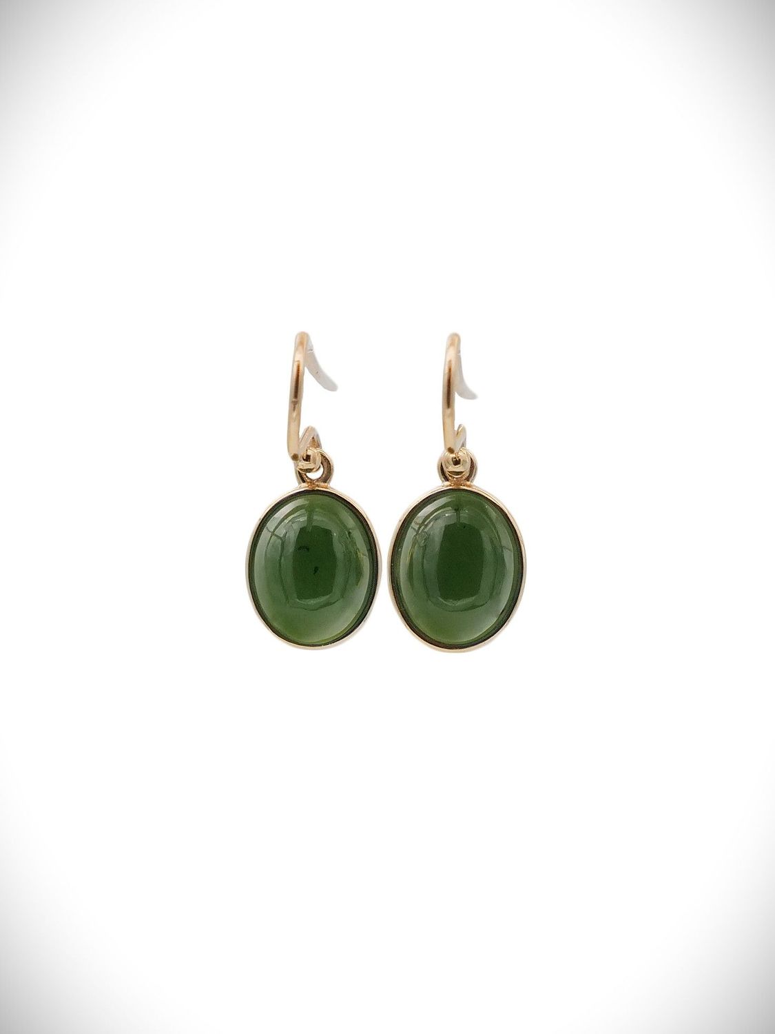 Moko Pounamu NZ Kawakawa Greenstone & 9ct Gold Earrings - Aratapu