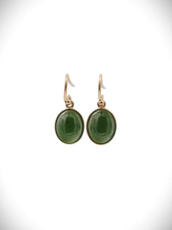 Moko Pounamu NZ Kawakawa Greenstone & 9ct Gold Earrings - Aratapu