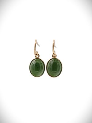 Moko Pounamu NZ Kawakawa Greenstone & 9ct Gold Earrings - Aratapu Moko Pounamu NZ Kawakawa Greenstone & 9ct Gold Earrings - Aratapu