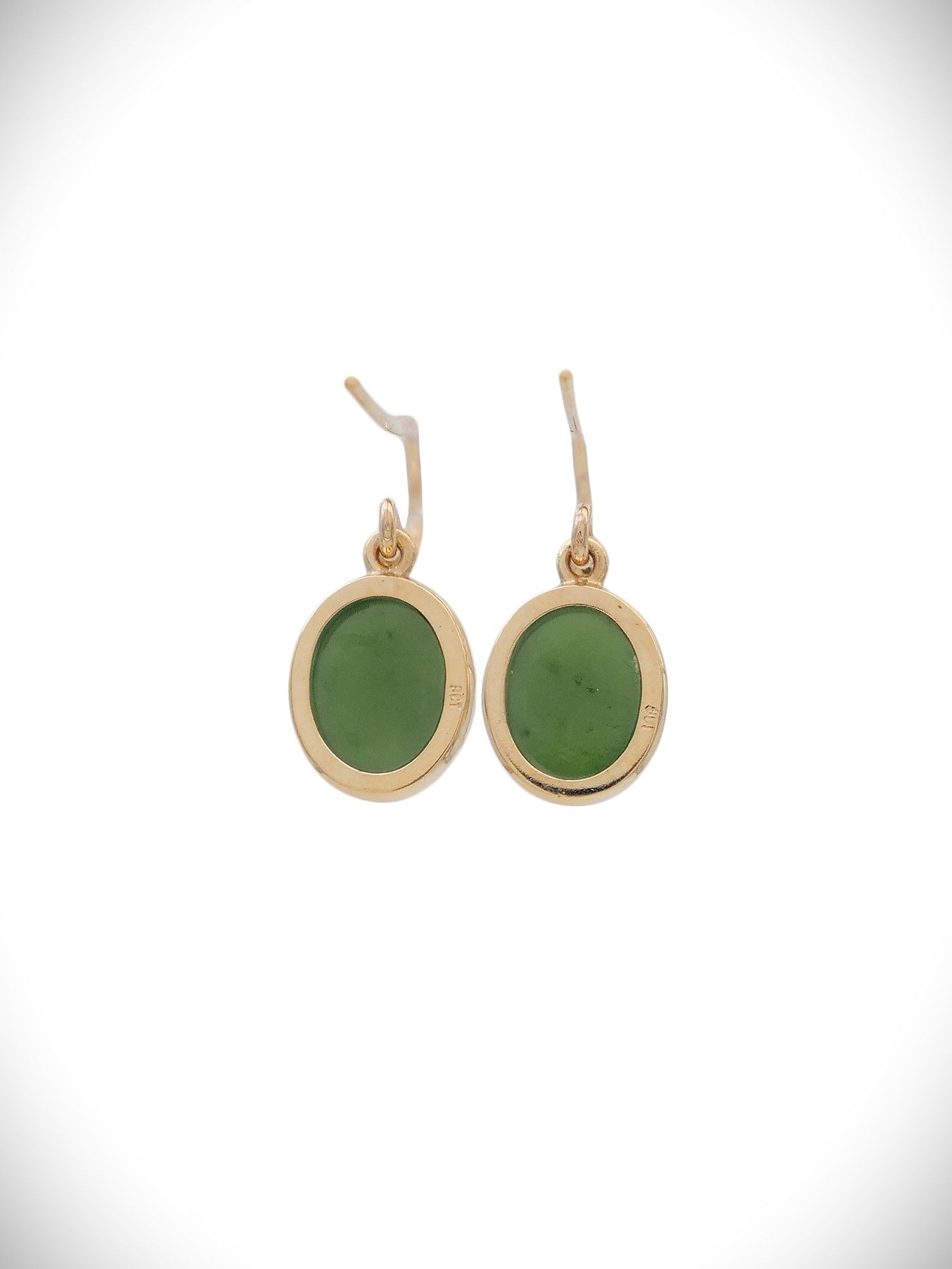 Moko Pounamu NZ Kawakawa Greenstone & 9ct Gold Earrings - Aratapu