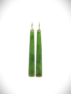 Moko Pounamu NZ Kahurangi Flower Greenstone & 9ct Gold Earrings - Waharau Moko Pounamu NZ Kahurangi Flower Greenstone & 9ct Gold Earrings - Waharau