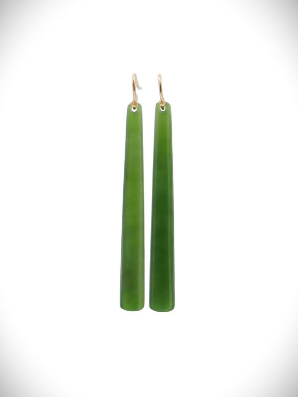 Moko Pounamu NZ Kahurangi Greenstone & 9ct Gold Earrings -  Orere