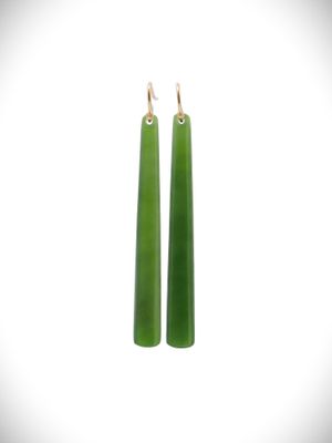 Moko Pounamu NZ Kahurangi Greenstone & 9ct Gold Earrings -  Orere