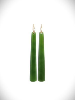 Moko Pounamu NZ Kahurangi Greenstone & 9ct Gold Earrings - Pakihi Moko Pounamu NZ Kahurangi Greenstone & 9ct Gold Earrings - Pakihi