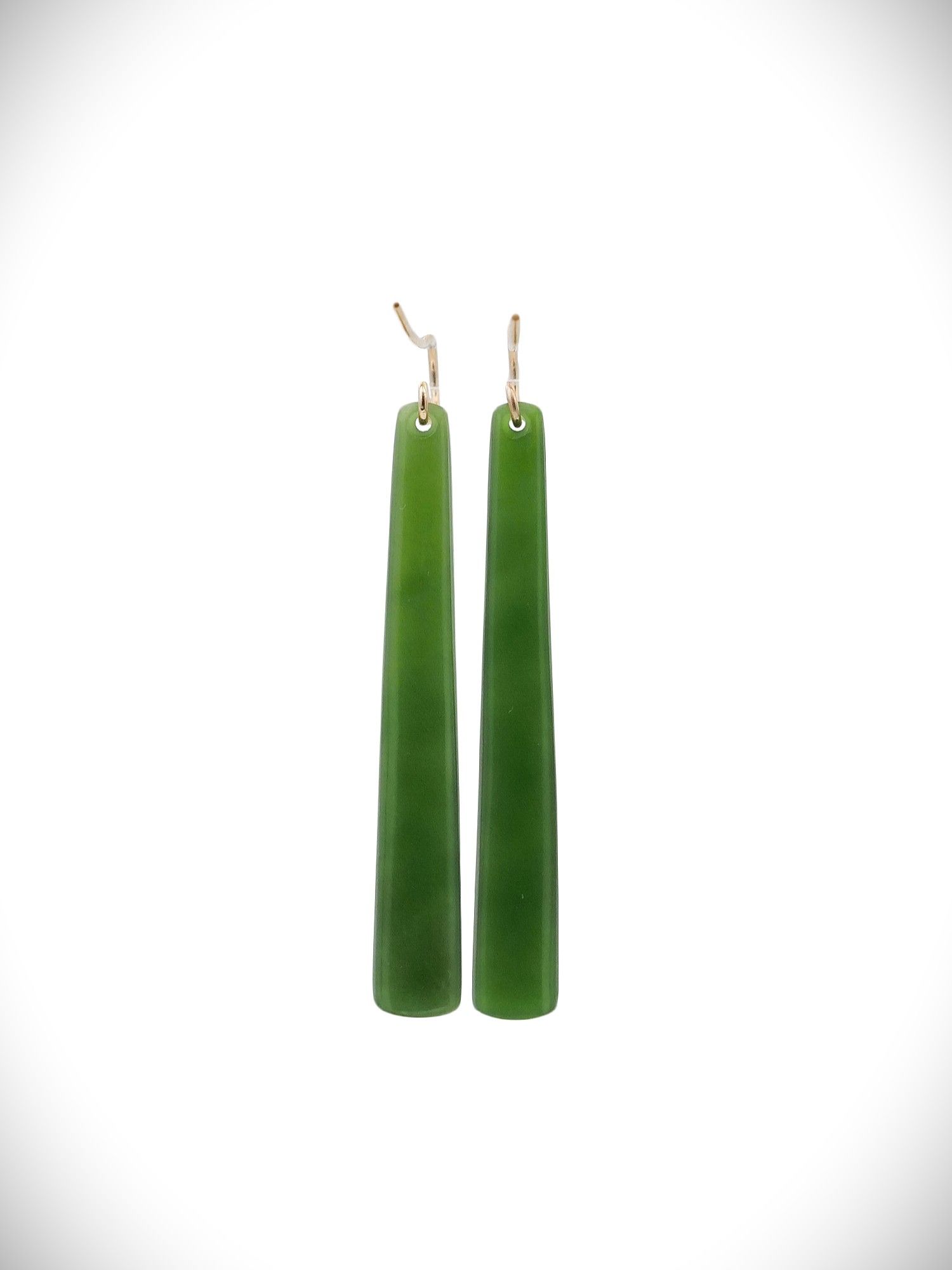 Moko Pounamu NZ Kahurangi Greenstone & 9ct Gold Earrings - Pakihi