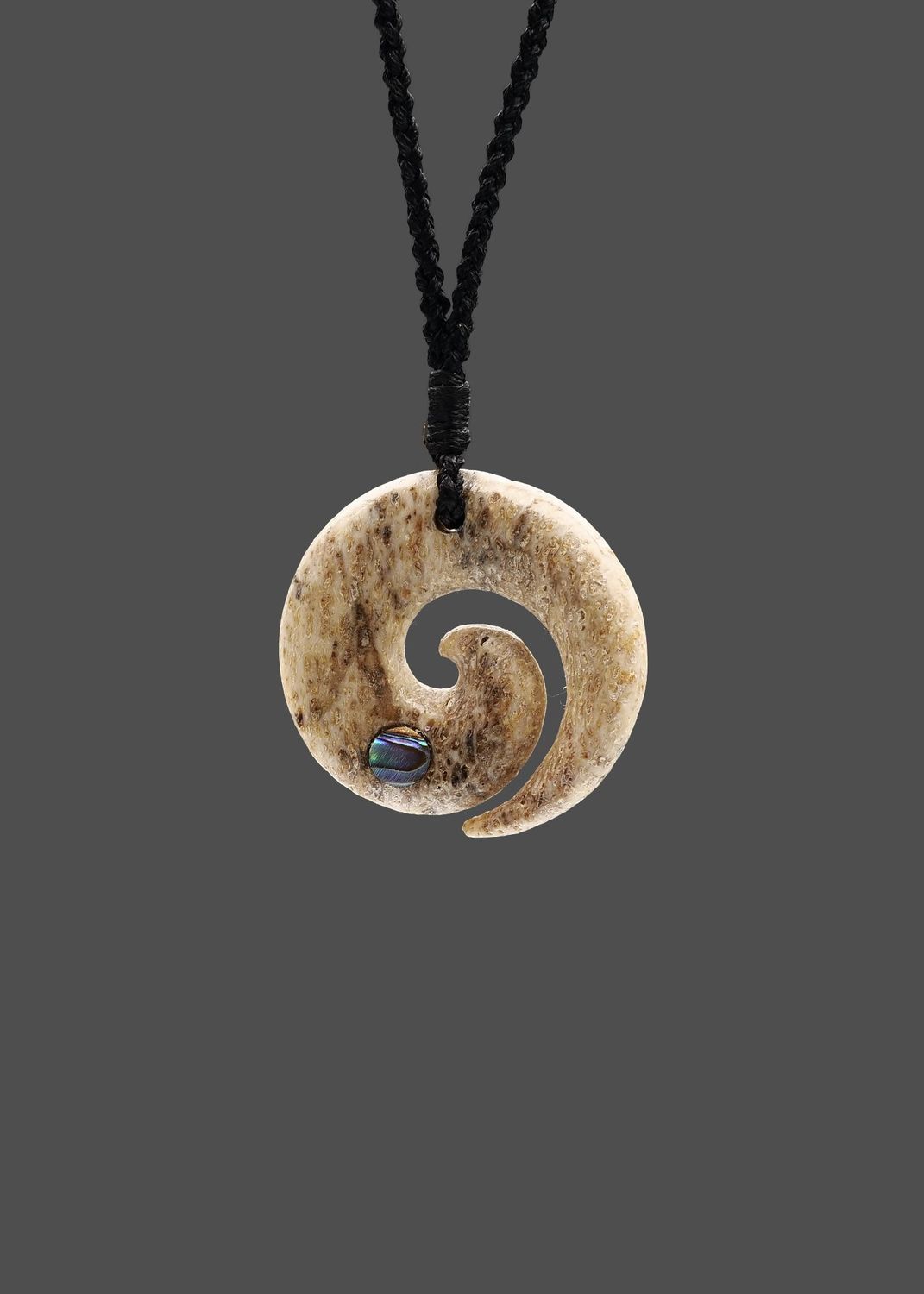 Moko Pounamu Koru NZ Genuine Whale Bone - Haerehuka