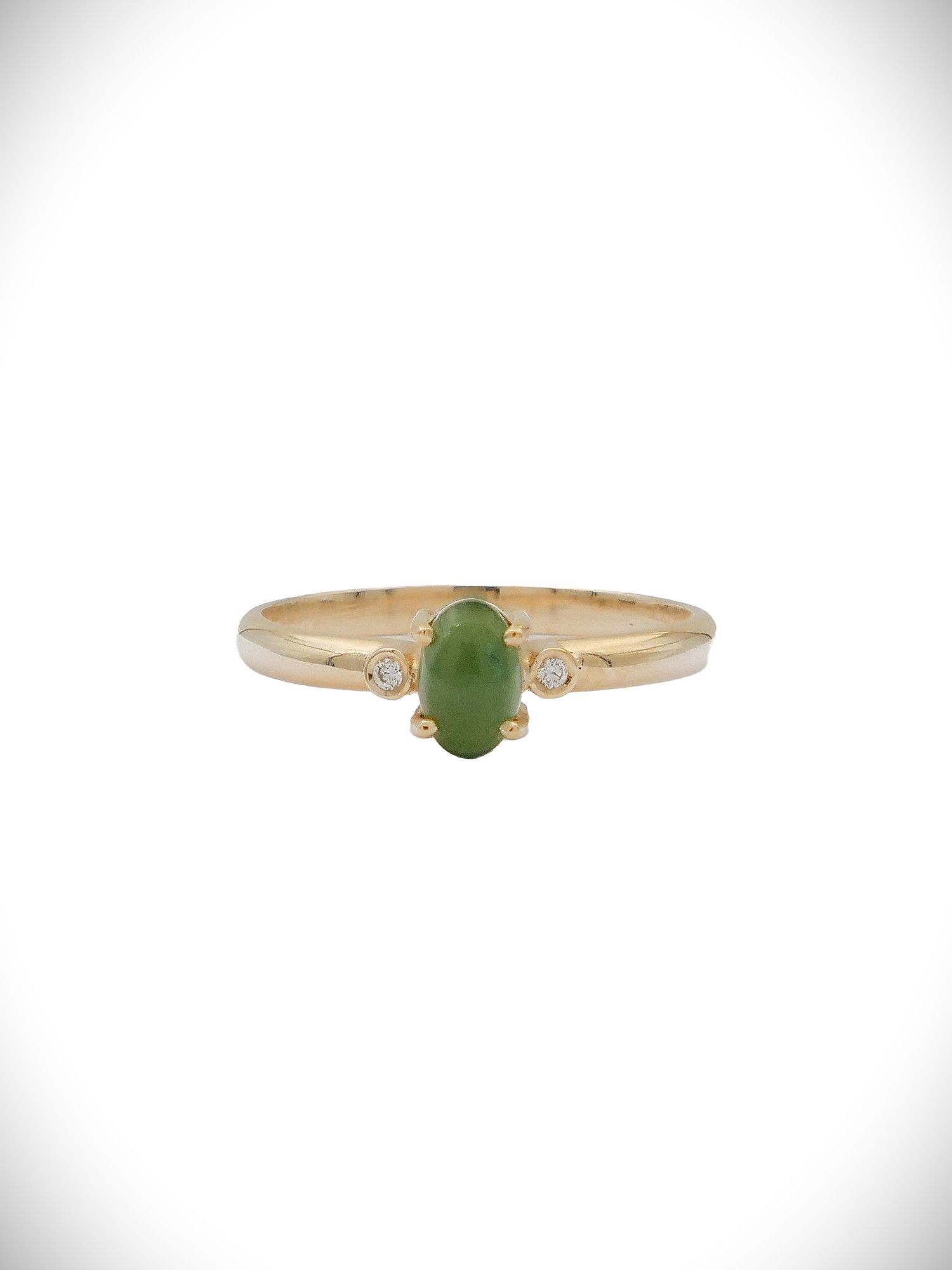 Moko Pounamu Genuine NZ Kahurangi Greenstone Diamond & 9ct Gold Ring - Mangaore