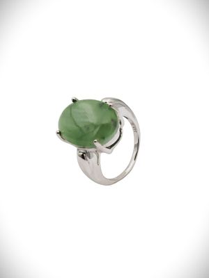 Moko Pounamu Genuine NZ Kawakawa Greenstone & Sterling Silver Ring - OR13 Moko Pounamu Genuine NZ Kawakawa Greenstone & Sterling Silver Ring - OR13