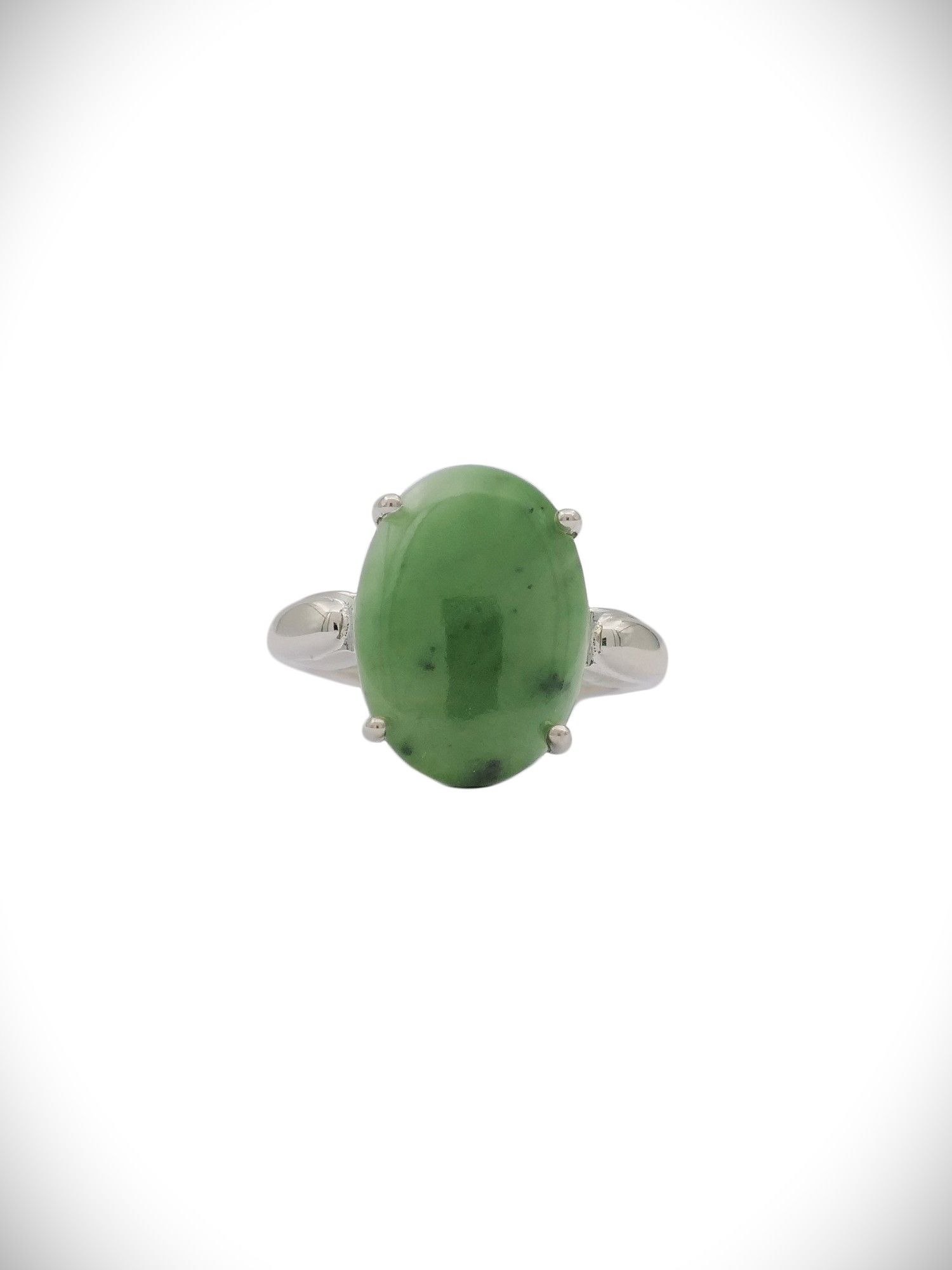 Moko Pounamu Genuine NZ Kawakawa Greenstone & Sterling Silver Ring - OR13