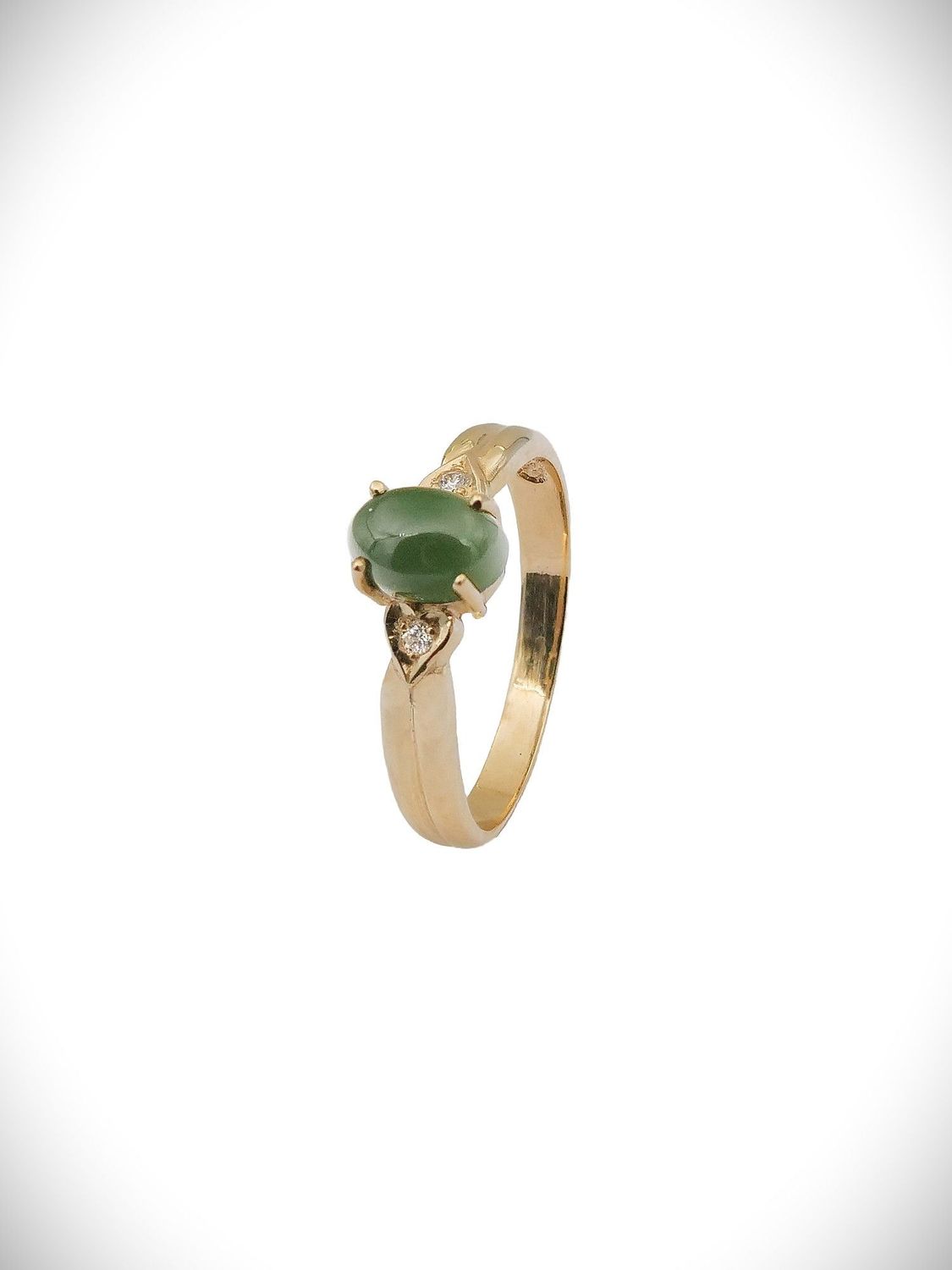 Moko Pounamu Genuine NZ Kawakawa Greenstone Diamond & 9ct Gold Ring - Whakatiri