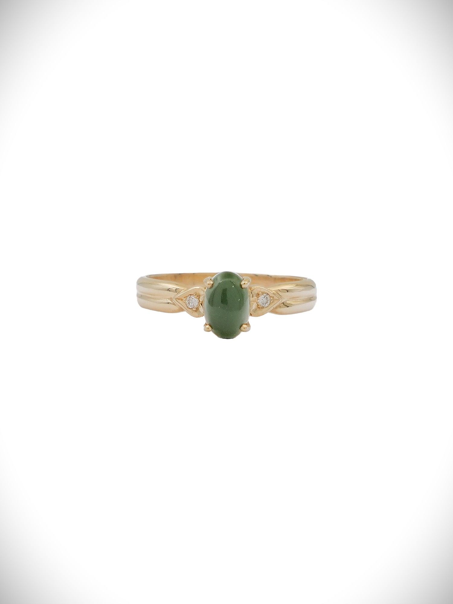 Moko Pounamu Genuine NZ Kawakawa Greenstone Diamond & 9ct Gold Ring - Whakatiri