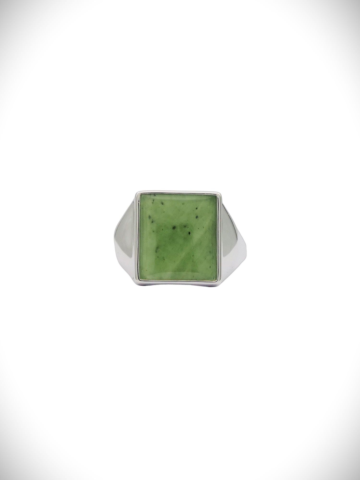 Moko Pounamu Genuine NZ Kawakawa Greenstone & Sterling Silver Ring - RR14