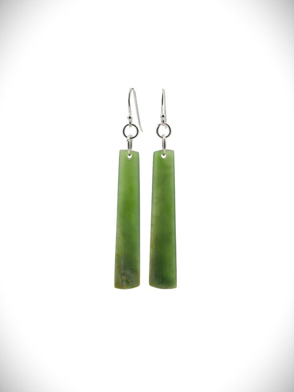 Moko Pounamu NZ Kahurangi Flower Greenstone & 9ct Gold Earrings - Toa