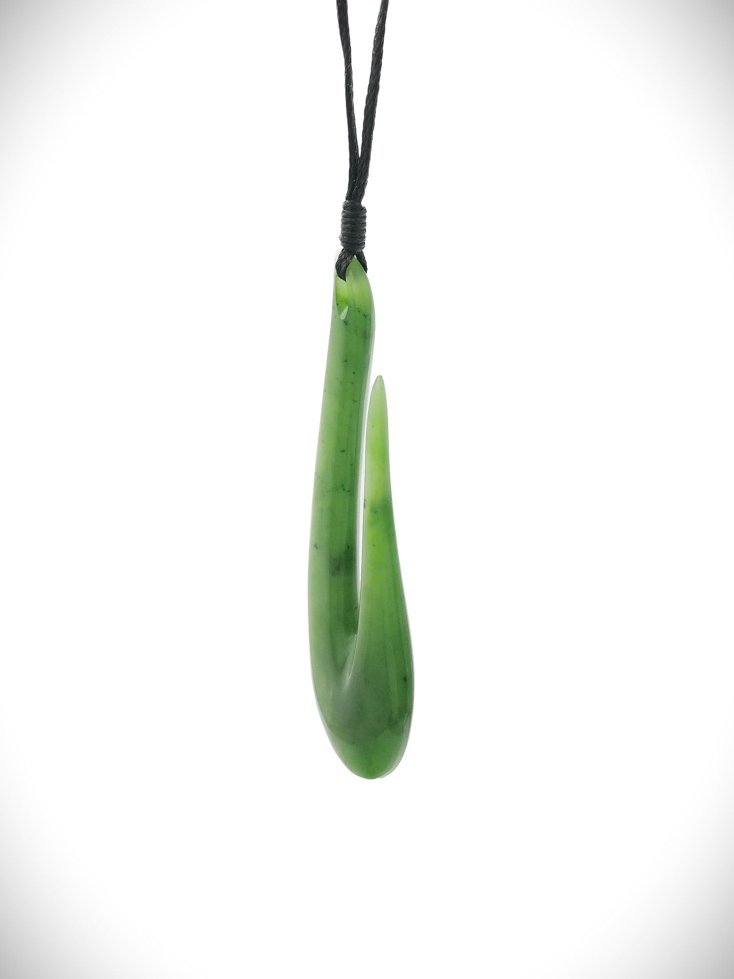 Moko Pounamu Hei Matau (Hook) NZ Genuine Kahurangi Greenstone - Manakau