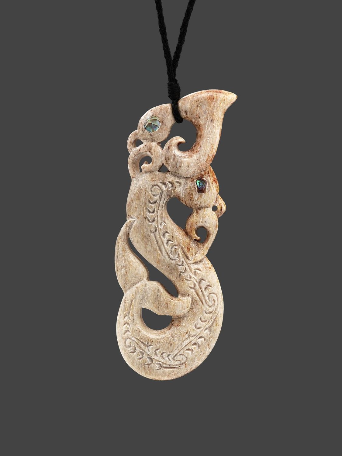 Moko Pounamu Manaia Genuine NZ Whale Bone  - Wahapu