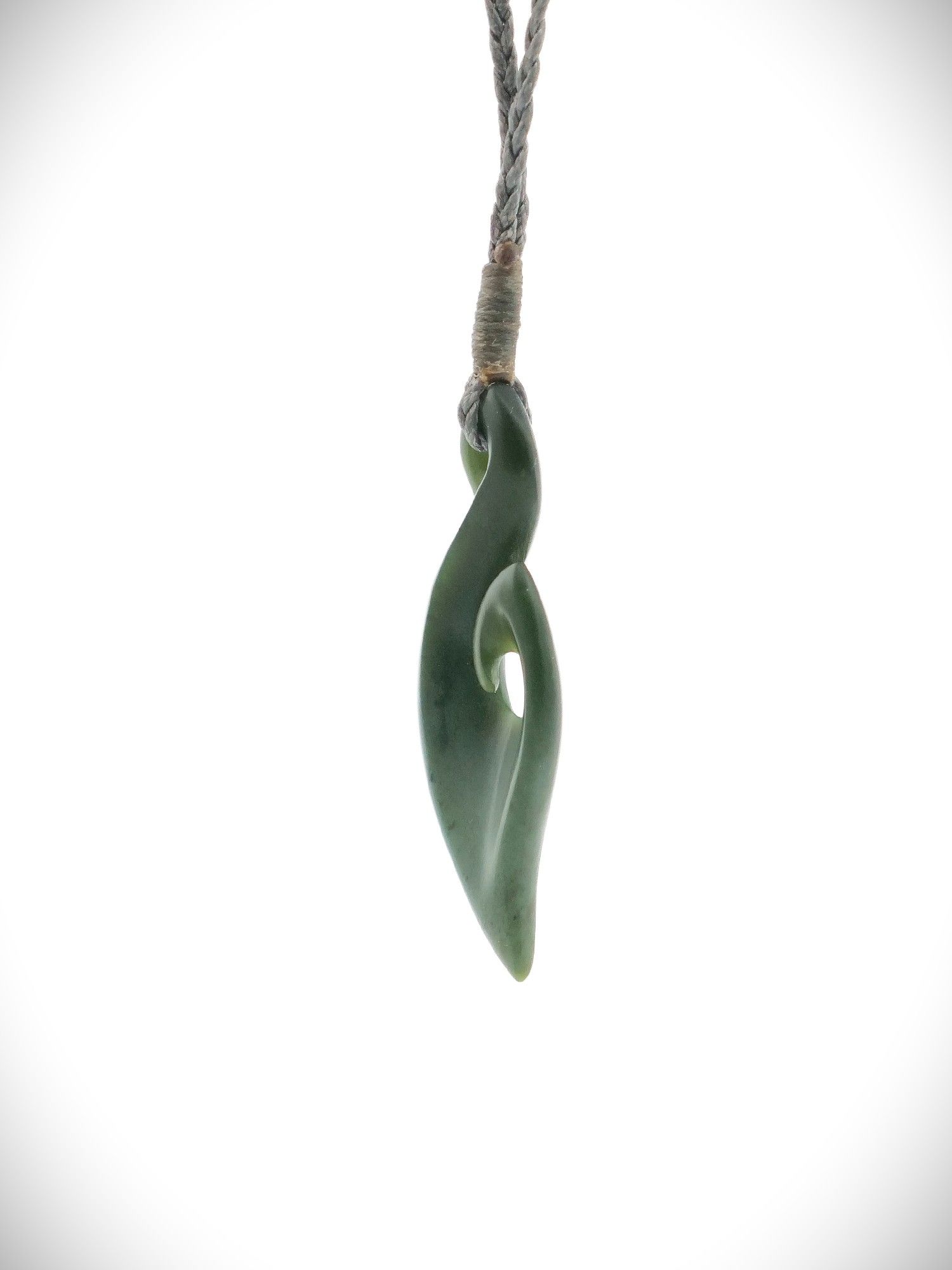 Moko Pounamu Hei Matau (Hook) Genuine NZ Kawakawa Greenstone - Waitarere