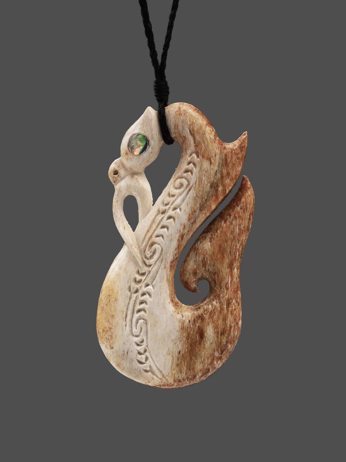 Moko Pounamu Manaia Genuine NZ Whale Bone - Maraetai