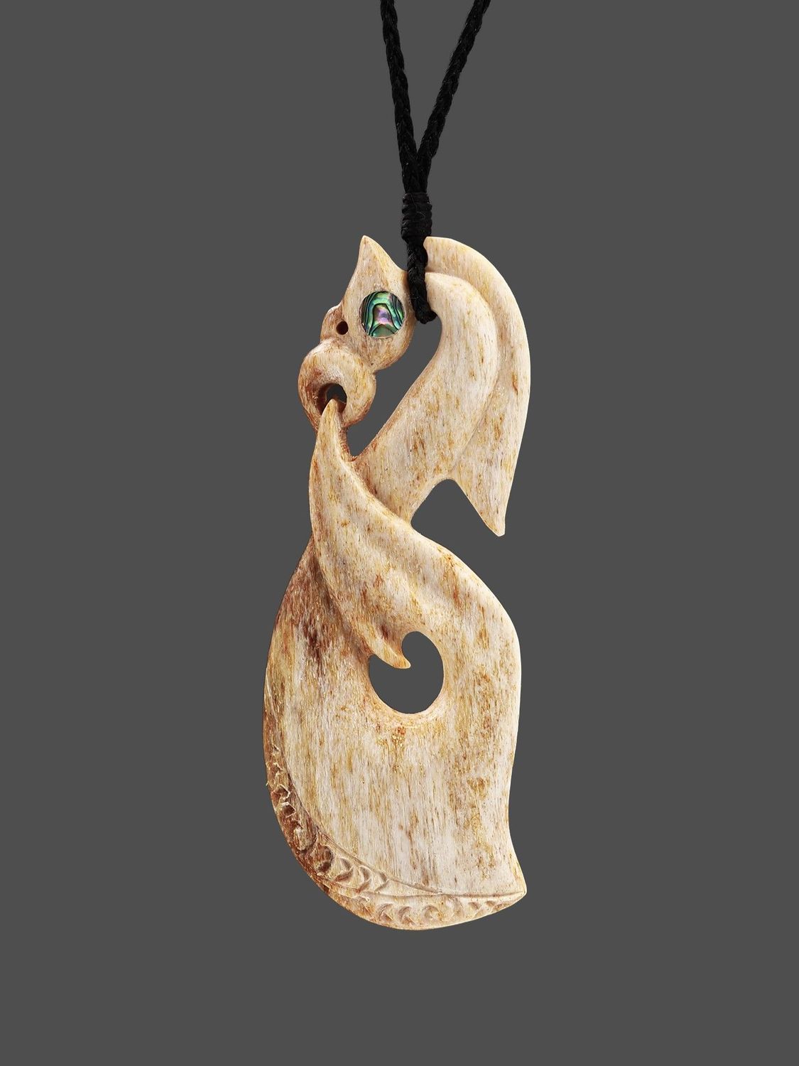 Moko Pounamu Manaia Genuine NZ Whale Bone - Te Pene