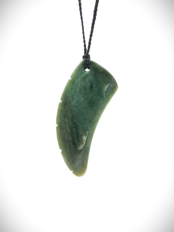 Moko Pounamu Rei Niho (tooth) NZ Genuine Inanga Greenstone - Omokoroa