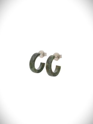 Moko Pounamu Genuine NZ Tangiwai Pounamu & Surgical Steel Huggie Stud Earrings - Rangitatau Moko Pounamu Genuine NZ Tangiwai Pounamu & Surgical Steel Huggie Stud Earrings - Rangitatau