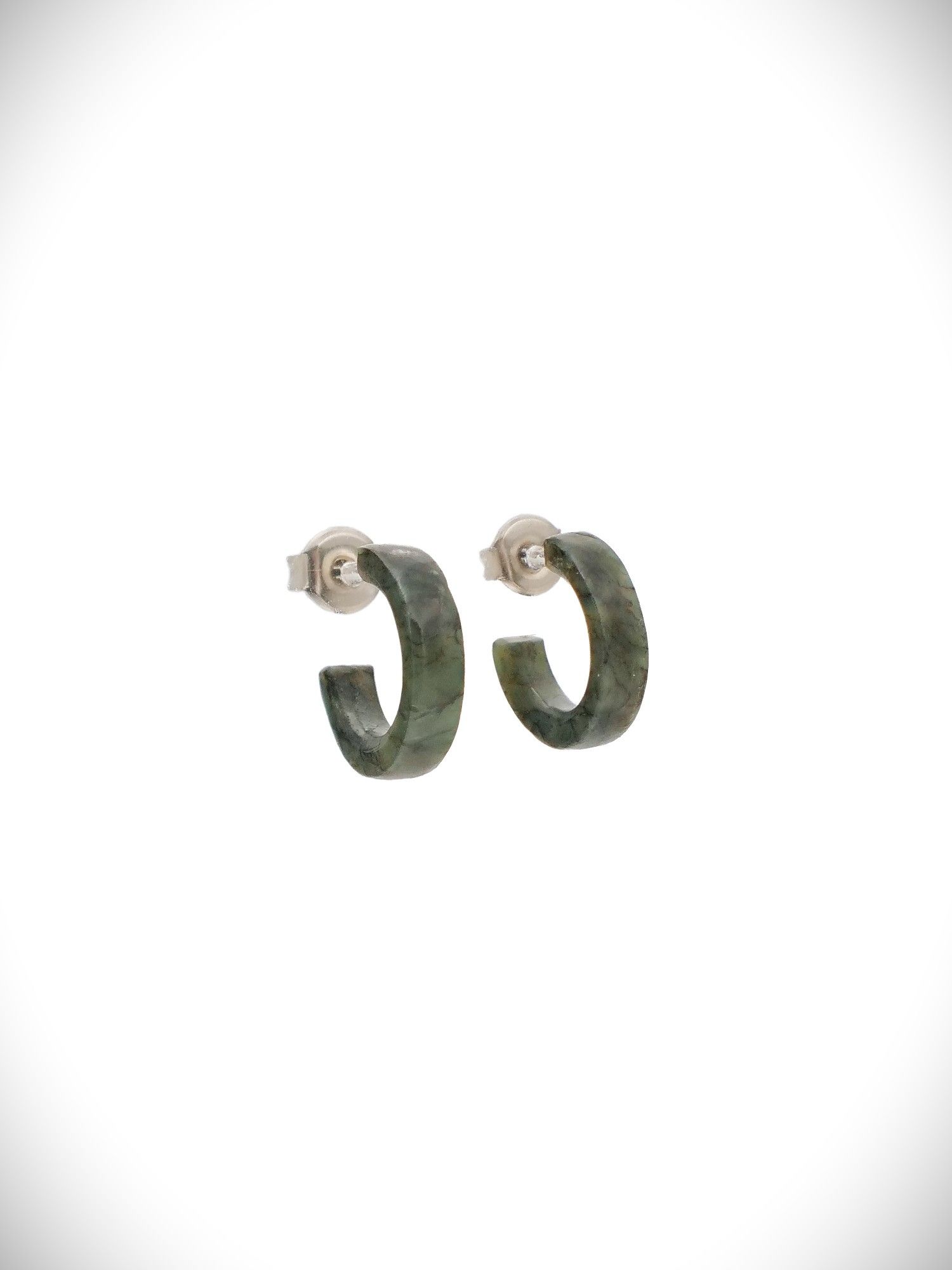 Moko Pounamu Genuine NZ Tangiwai Pounamu & Surgical Steel Huggie Stud Earrings