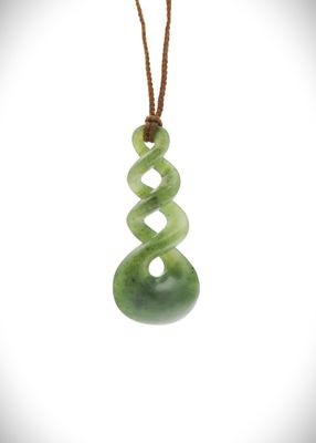 Moko Pounamu Double Pikorua NZ Genuine Totoweka Greenstone - Rewi