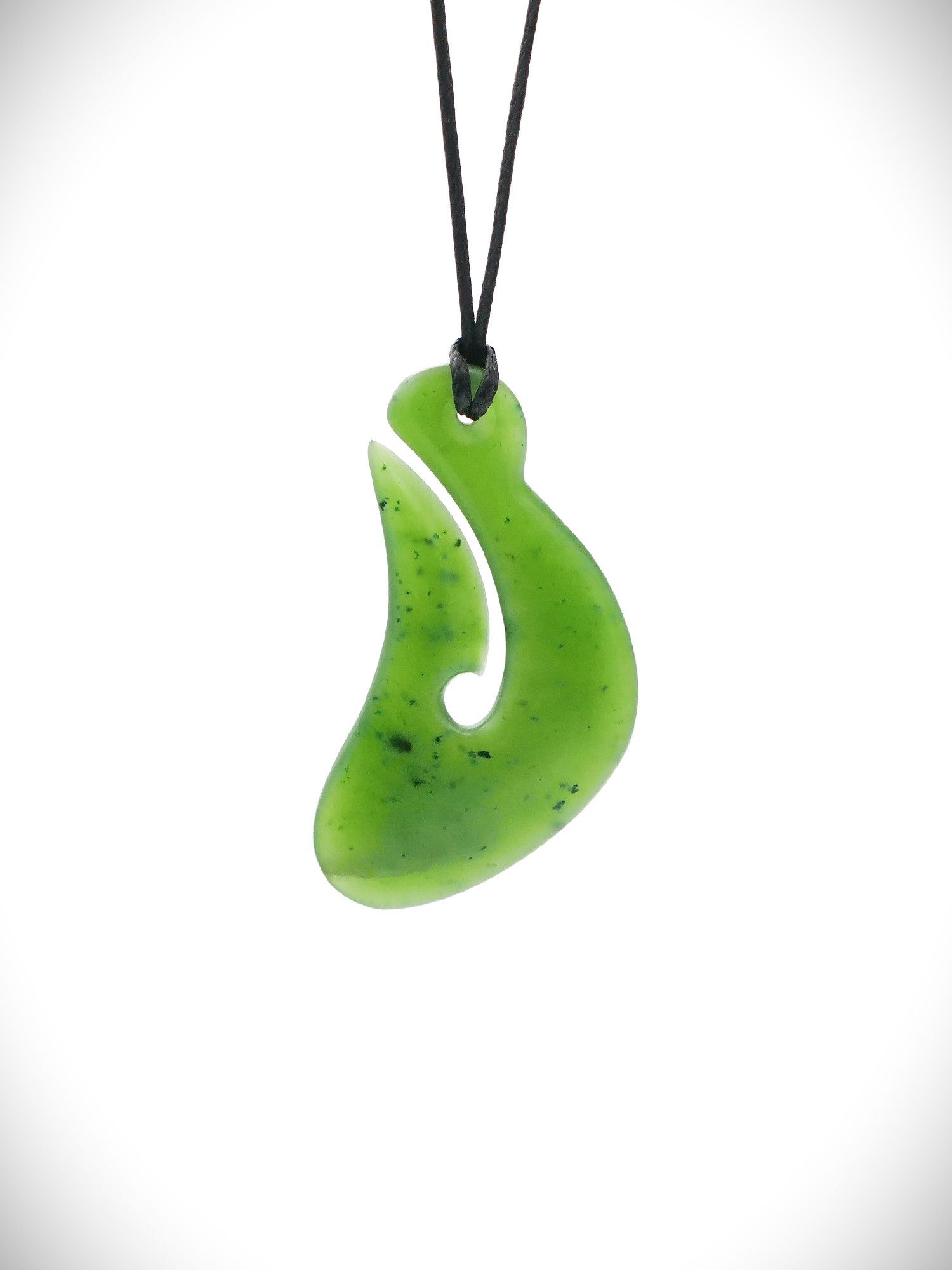 Moko Pounamu Hei Matau (Hook) NZ Genuine Kahurangi Greenstone - Kuaka