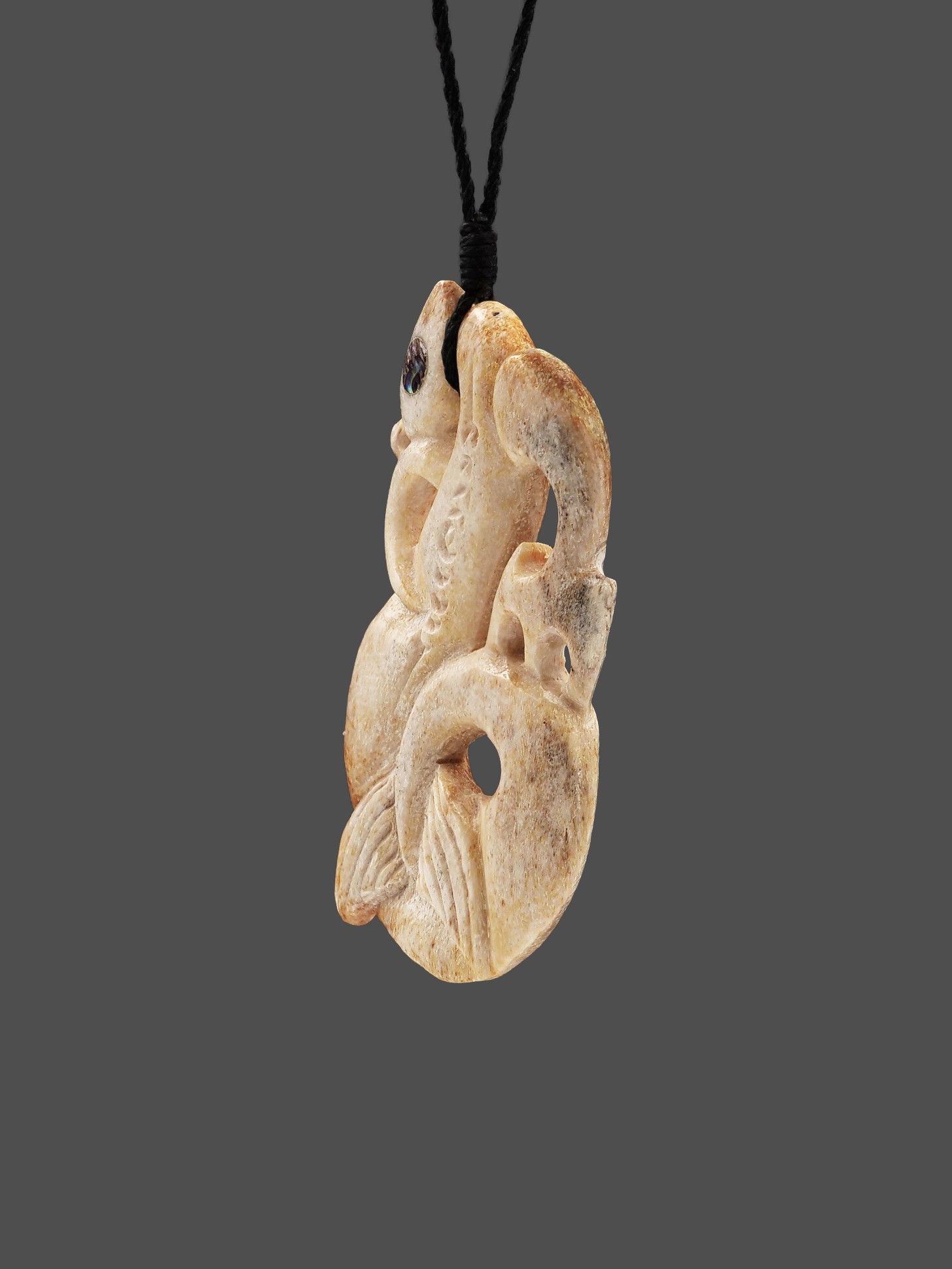 Moko Pounamu Manaia Genuine NZ Whale Bone - Motukaraka