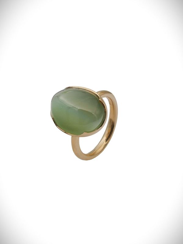 Moko Pounamu 9ct Gold & Genuine NZ Inanga Oval Ring - Moumahaki