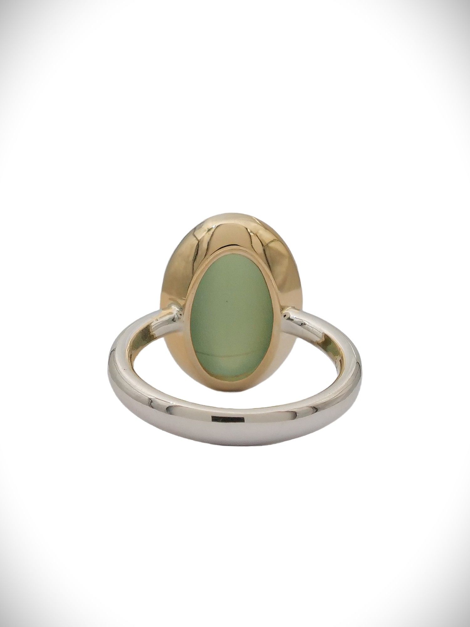 Moko Pounamu Genuine NZ Inanga Pounamu 9ct Gold and Stirling Silver Oval Ring