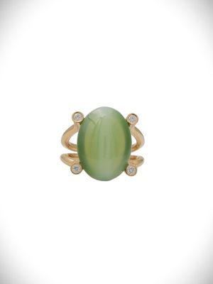 Moko Pounamu 9ct Gold and Diamond Inanga Pounamu Oval Ring - Pariroa