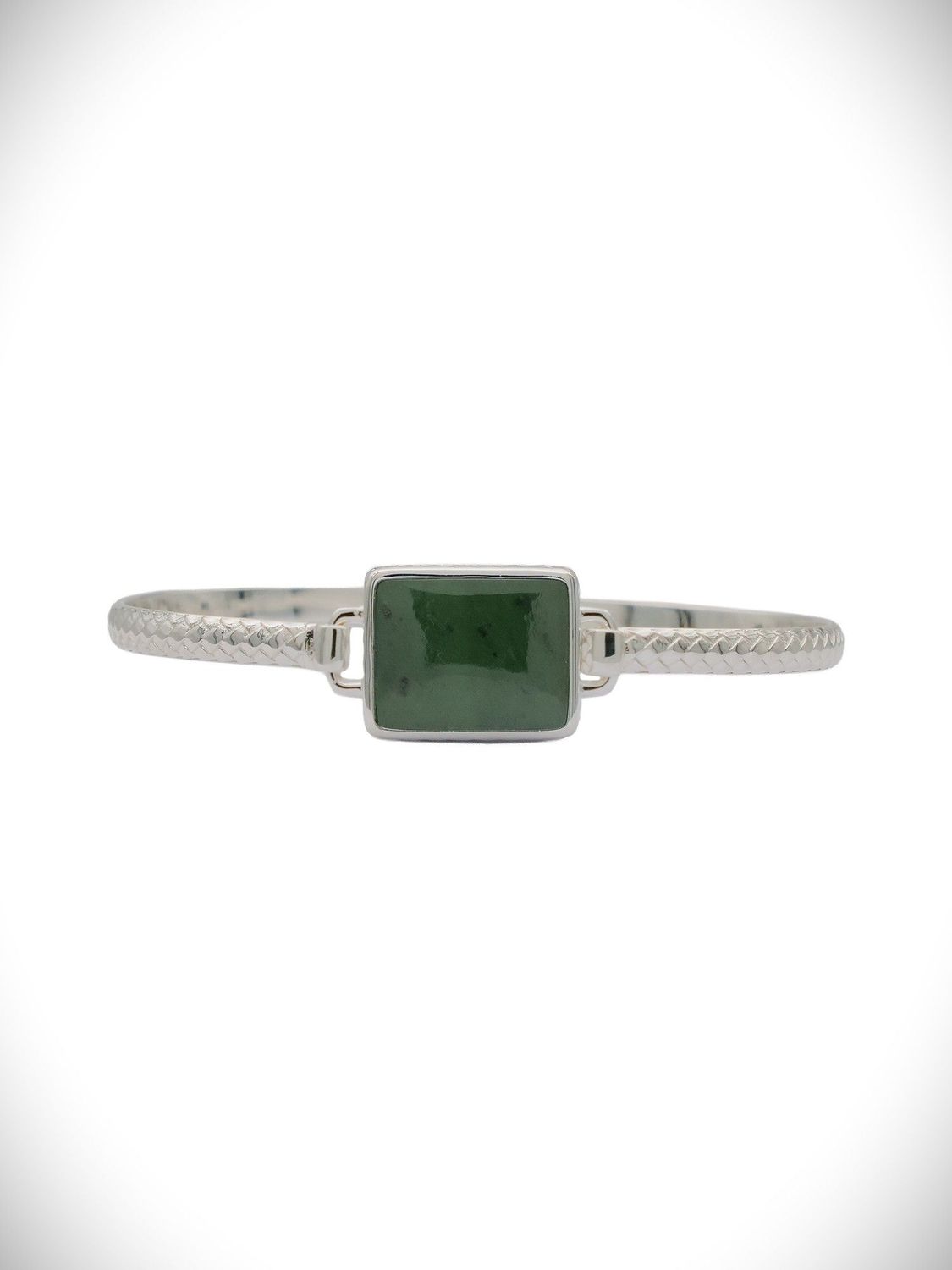 Moko Pounamu Kawakawa and Silver  Bangle - Kuaka