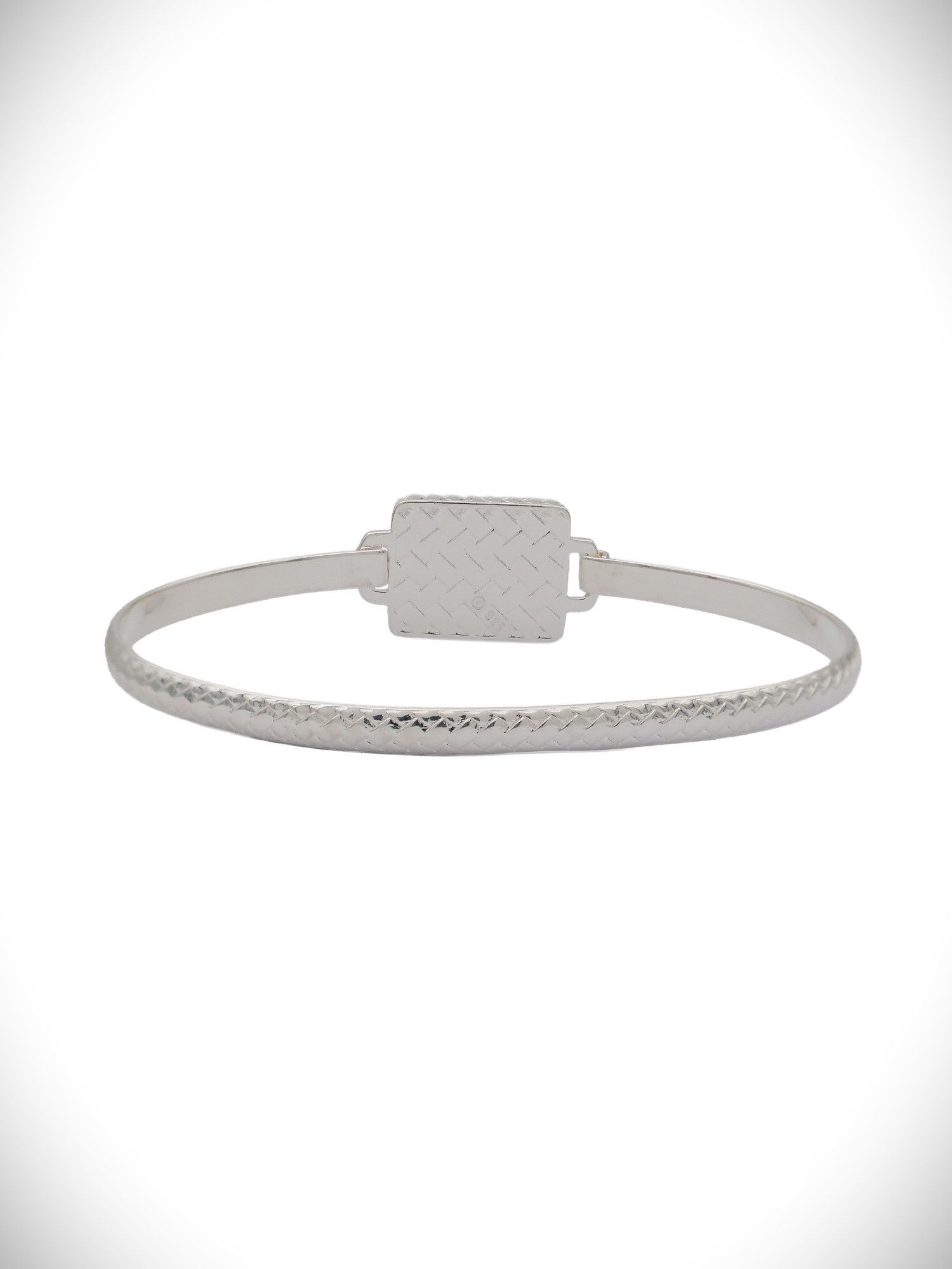 Moko Pounamu Genuine NZ Kawakawa and Sterling Silver Weave Bangle - WB1