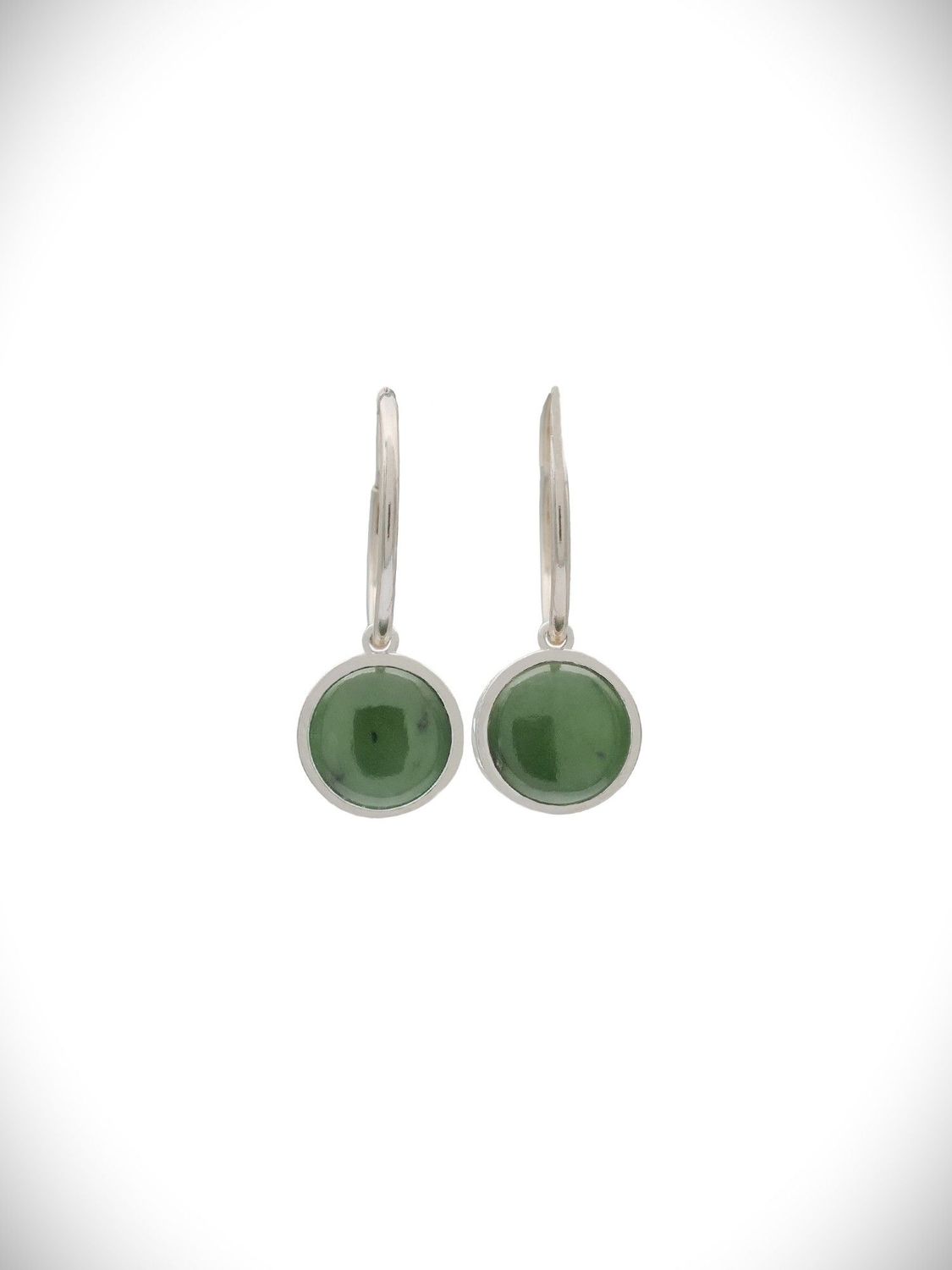 Moko Pounamu Genuine NZ Porohita (Disc) Kawakawa Greenstone & Sterling Silver Earrings - Karori