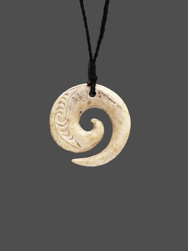 Moko Pounamu Koru Whale Bone Carving - Papatoetoe SALE Moko Pounamu Koru Whale Bone Carving - Papatoetoe SALE