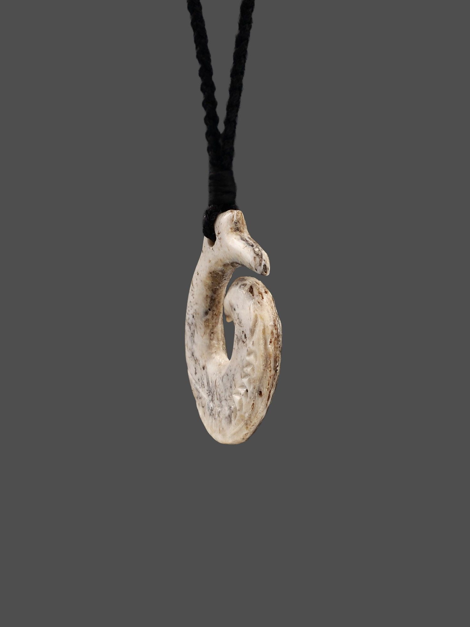 Moko Pounamu Koru Whale Bone Carving - Kohuora SALE