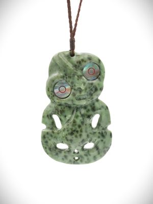 Moko Pounamu Hei Tiki NZ Genuine Kokopu Greenstone - Kamo Moko Pounamu Hei Tiki NZ Genuine Kokopu Greenstone - Kamo
