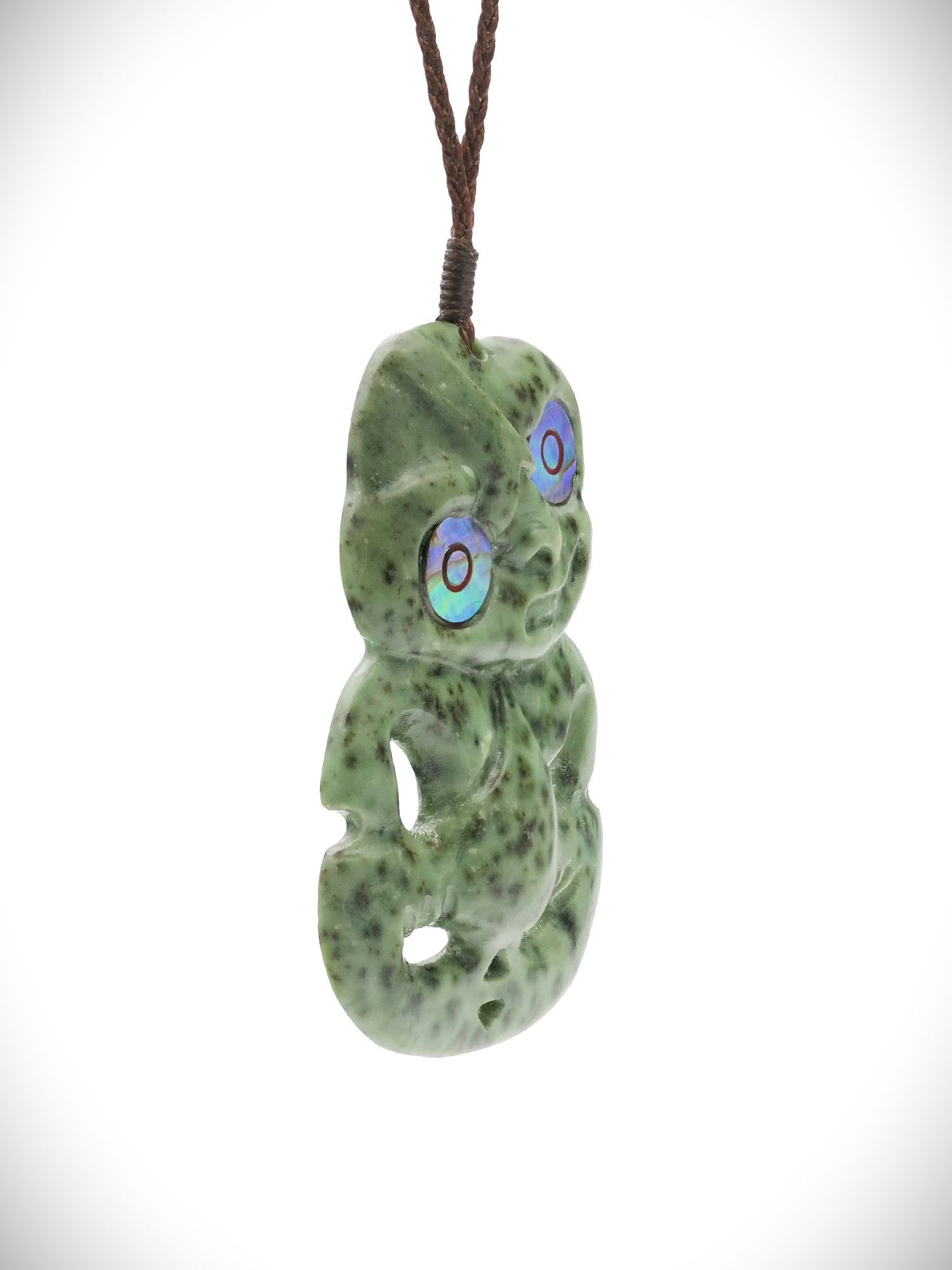 Moko Pounamu Hei Tiki NZ Genuine Kokopu Greenstone - Kamo