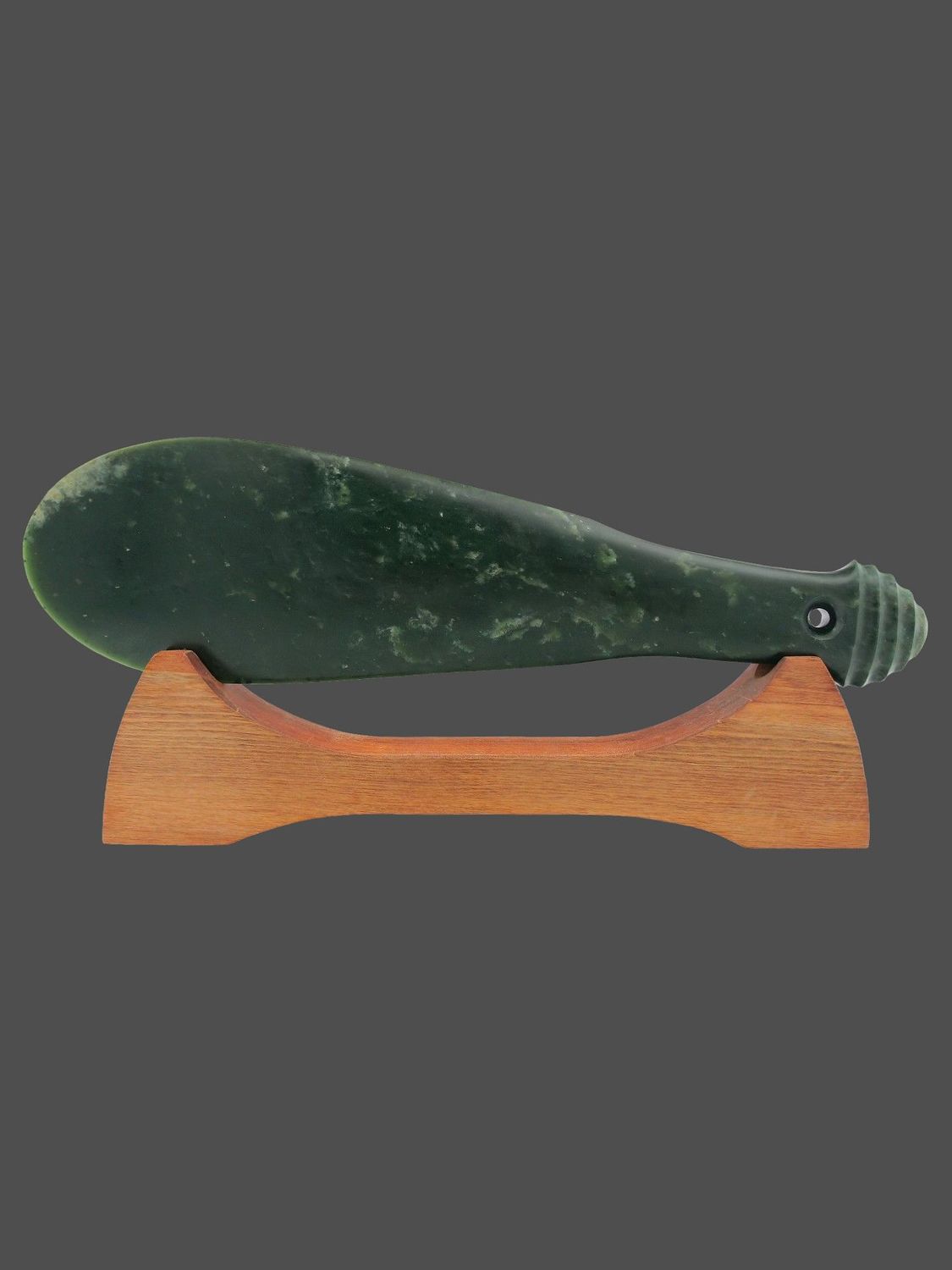 Moko Pounamu Mere Sculpture NZ Genuine Kawakawa Flower Pounamu - Motukaraka