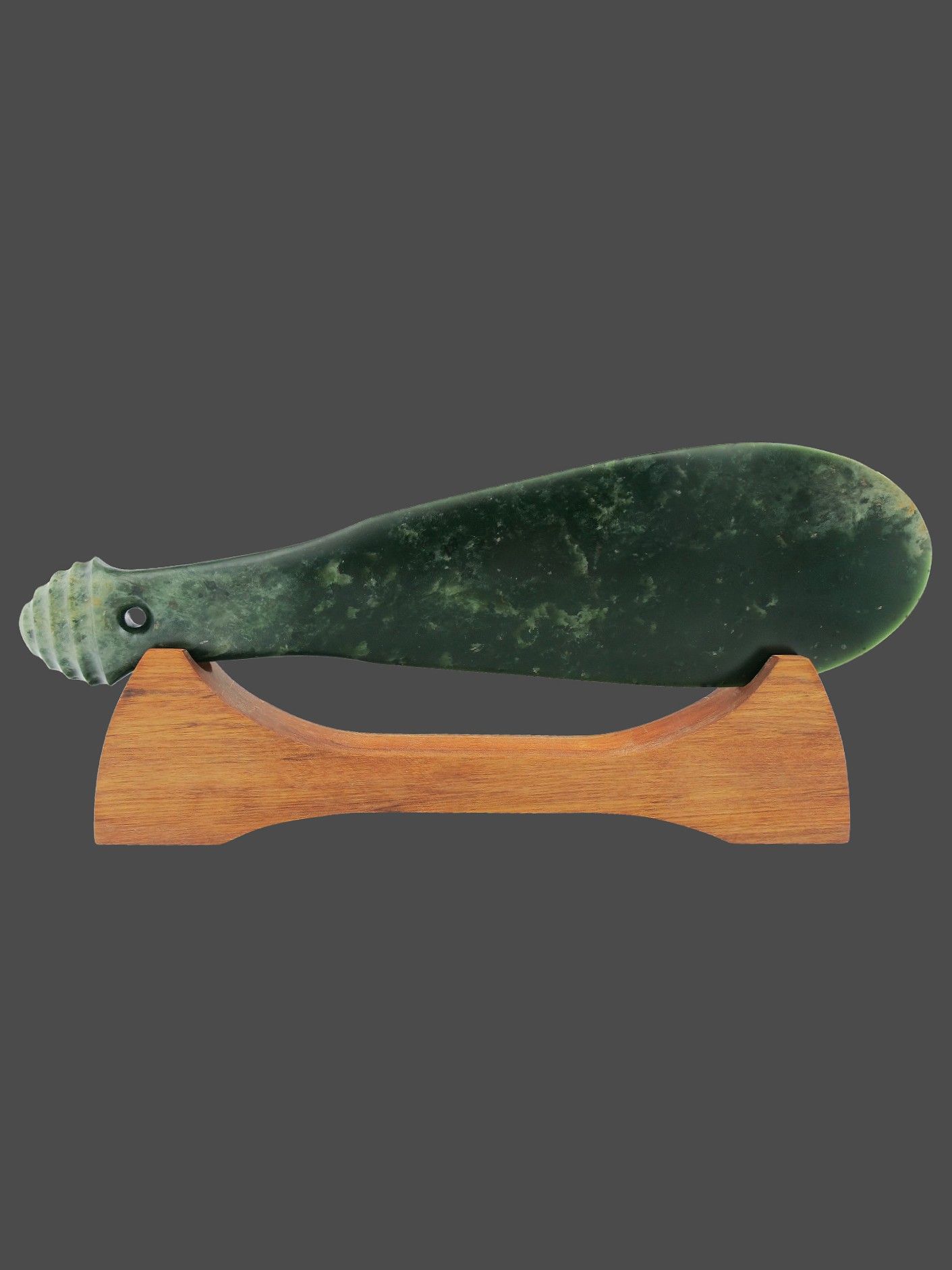 Moko Pounamu Mere Sculpture NZ Genuine Kawakawa Flower Pounamu - Motukaraka