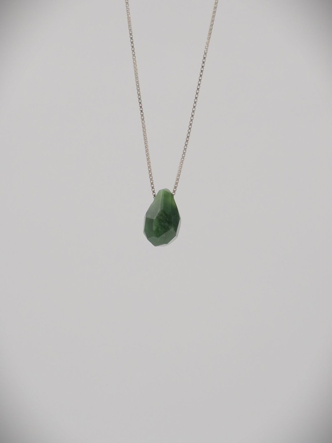 Moko Pounamu Genuine NZ Kahurangi Greenstone & Sterling Silver Faceted Rock Pendant - Makakahi