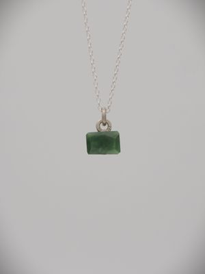 Moko Pounamu Genuine NZ Kahurangi Greenstone & Sterling Silver Faceted Rivet Rock Pendant - Taunoka