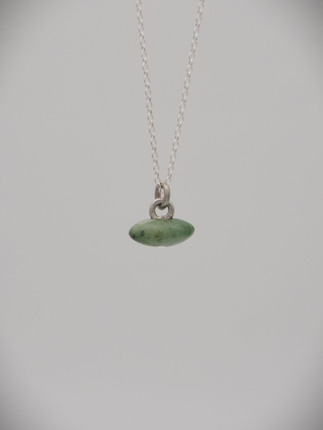 Moko Pounamu Genuine NZ Auhunga Greenstone & Sterling Silver Rivet Seed Pendant - Pipiriki