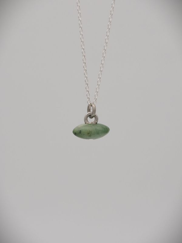 Moko Pounamu Genuine NZ Auhunga Greenstone & Sterling Silver Rivet Seed Pendant - Pipiriki