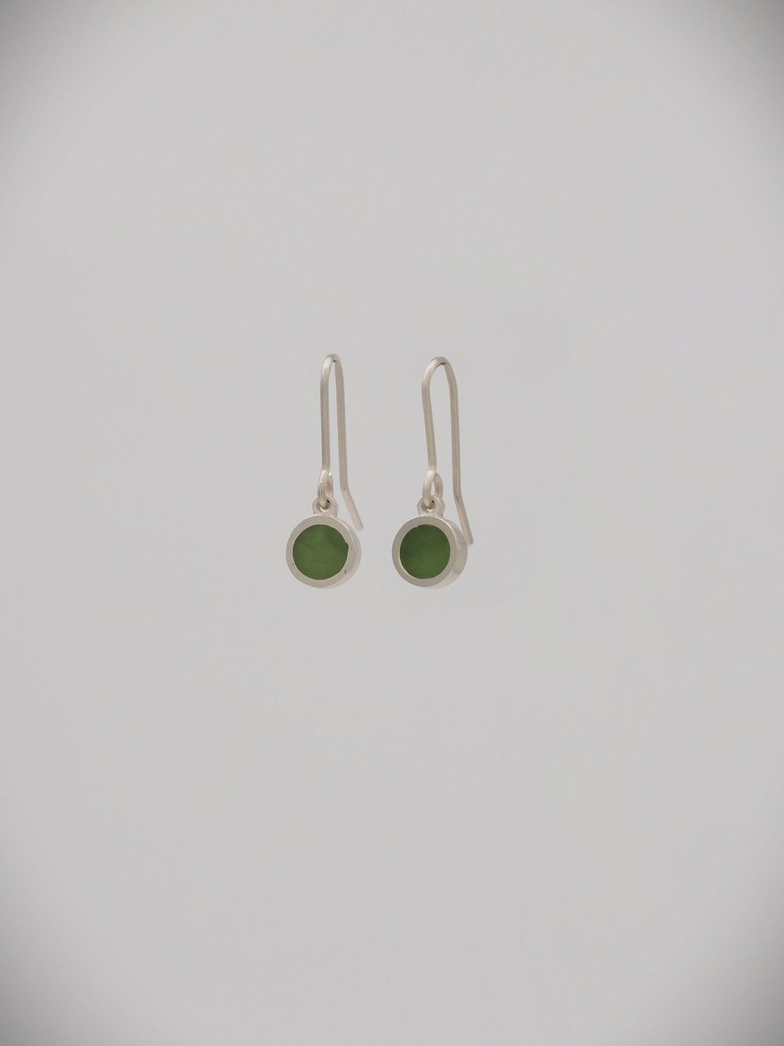 Moko Pounamu Genuine NZ Kahurangi Greenstone & Sterling Silver Round CAIM Earrings CE8-P