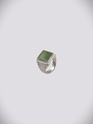 Moko Pounamu Genuine NZ Kawakawa Greenstone & Sterling Silver Ring - WR1