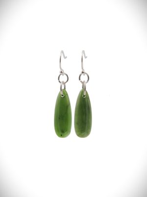 Moko Pounamu NZ Genuine Kawakawa Greenstone and Sterling Silver Roimata (Teardrop) Earrings - TDE2 Moko Pounamu NZ Genuine Kawakawa Greenstone and Sterling Silver Roimata (Teardrop) Earrings - TDE2